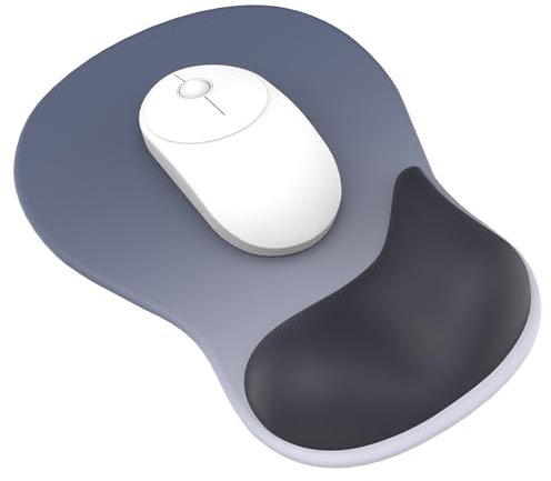 Giecy Tapis de Souris avec Support pour Repose-Poignets, Tapis de Souris Ergonomique avec Tissu Doux et Courbe en Gel surélevée(Dégradé Bleu-Gris Foncé)