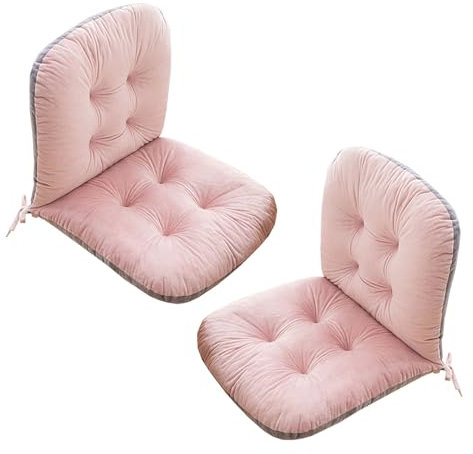 Lot de 2 coussins de chaise de jardin roses avec dossier et sangles de siège pour bancs, chaises d'intérieur et d'extérieur