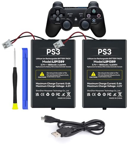 2 baterías de 1800 mAh LIP1859/LIP1472/LIP1359 para PS3 Playstation 3 Dualshock Wireless Controller