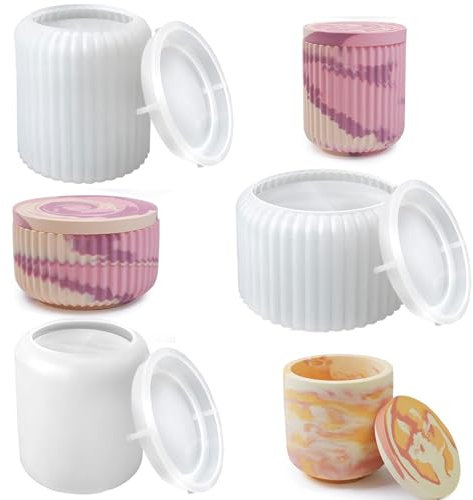Silikonform Kerzenhalter,3 Stück Gießformen Silikon,Silikonform Kerzenhalter Mit Deckel,DIY Kerzen Formen,Kerzenform Silikon,Kerzenformen Zum Gießen Set
