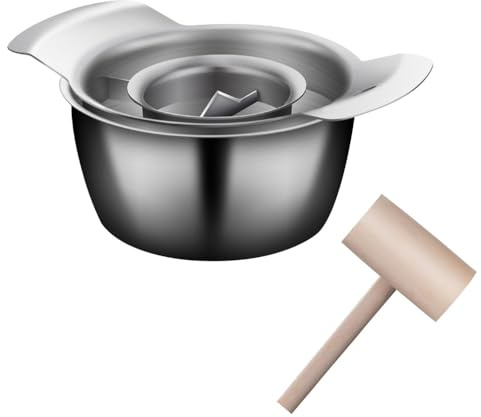 Granatapfel Schäler, Granatapfel Entkerner/Entsafter aus Edelstahl, Schälwerkzeug, Granatapfelkernentferner mit Schüssel und Holzhammer für die Küche