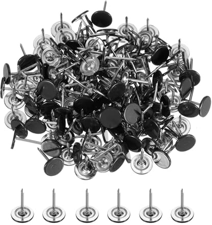 PATIKIL 200 Pack 0.43 inch Punaises À Tête Plate Ronde Décoratives Noir