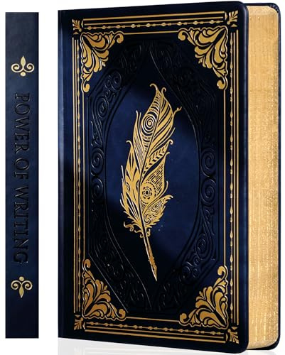 CAGIE Vintage Journal für Männer, 320 Seiten dickes Hardcover-Notizbuch, A5, College, liniert, Tagebücher zum Schreiben mit Geschenkbox, 14,5 x 21,1 cm, Blau