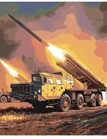 Peinture Numero Adulte,DIY Brouette d'artillerie Acrylique Peinture par Numéros pour Adulte, Kit de Peinture à l'huile sur Toile Peinture Numero d'art pour Décoration de Maison,Sans Cadre 60x75 cm