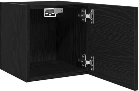 vidaXL Black Oak TV Cabinet Set - Engineered Wood Wall-Mounted Media Stand with 2 Doors & Ample Storage - 30.5x30x30 cm for Living Room/Bedroom