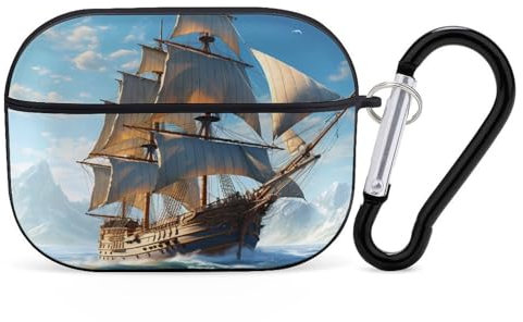 Boats Ship Seascape Earphone Case PC Bluetooth Earbud Case Compatible with Airpods Pro Black-style