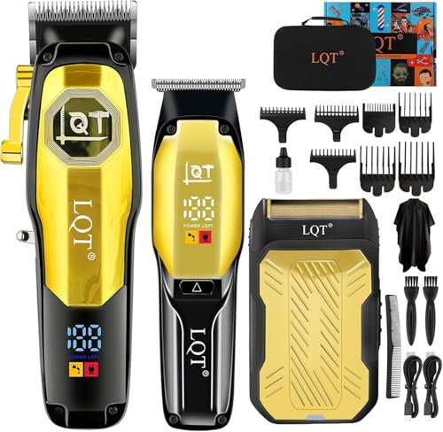 LQT Tagliacapelli Uomo Professionale, Macchinetta per Capelli, Portatile LED Taglia Capelli per Uomo Elettrica Senza Fili con Kit, Con Rasoio Elettrico Barba e Tagliacapelli Professionale in Dotazione