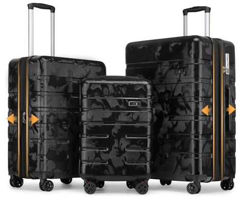Sea choice Kofferset 3 Teilig Erweiterbar Reisekoffer Leicht Haltbar Handgepäck Trolley mit Rollen und TSA Schloss