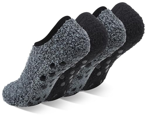 angelikashalala 4 Paar Stoppersocken Kuschelsocken Rutschfeste Socken 37-41 | Flauschige Socken,Hüttensocken,Haussocken,Wärmesocken,Antiruschsocken mit Noppen,Wintersocken für Frauen und Mädchen