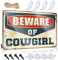 Cartello per piscina e decorazione per esterni, attenzione alla cowgirl, accessorio per uomini, bar, in metallo, 20 x 30 cm