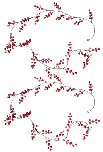 Monozoz Guirnalda de Navidad – Bayas rojas artificiales de 78 pulgadas, guirnalda de Navidad para barandilla de escaleras, para chimenea interior, chimenea, ventana, puerta, escalera, árbol, jardín