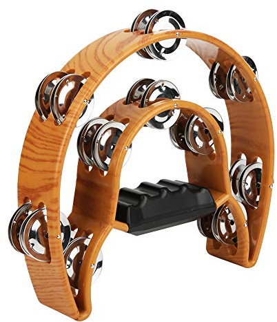 Bamjour Tamburin, Zweireihige Metallschellen, Glocke, Hand-Percussion-Tamburine für Erwachsene mit Ergonomischem Griff, Percussion-Instrument, Musikinstrument