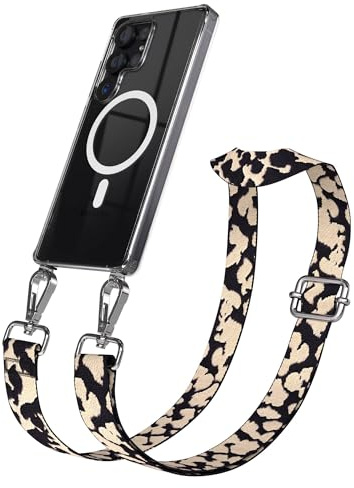 EAZY CASE Handykette - Verstellbares Taschenband kompatibel mit Galaxy S25 Ultra, Schulterriemen, Handykordel mit Silikon Hülle, Qi Charging kompatibel, Umhängetasche, Taupe Camouflage Silber