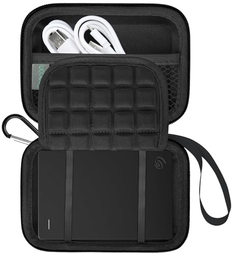 Feacan Hard Case for Seagate Portable External Hard Drive HDD/Seagate One Touch/Seagate Game Drive External Portable HDD 1TB 2TB 4TB 5TB USB 3.0, Hard EVA Travel Protective Case Storage Bag, Black