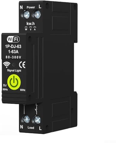 KHIronHive WiFi Smart Leitungsschutzschalter 63A Einstellbarer Überstromschutz App Messgerät für Tuya Für Smart Life Fernbedienung Sprachsteuerung Prepaid Energieüberwachung Installation