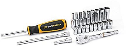 GearWrench 22 Pc. 1/4 Drive 6 & 12 Pt. Standard & Deep Mechanics Tool Set, SAE - 80325