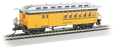 Bachmann Industries 1860-1880 Personenwagen – Kombination – Durango & Silverton #213, Gelb, Schwarz & Silber