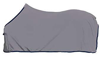 HKM Abschwitzdecke -Alaska-hellgrau/dunkelblau,Rückenlänge 115 cm