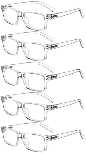 Eyekepper 0.50 Reading Glasses Men, Readers Women, 5pack Transparent | Mens Womens Reader Eyeglasses, Retro Cheaters, All-Day Comfort Spring Hinges, Scratch Resistant for Work/Crafts