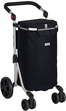 Shopping Trolley on Wheels | Alexander Graham 6 Wheel Model | New Easy Fold Frame | Large Shopping Cart with Front Swivel Wheels Makes it Light and Easy to Use Great for Mobility (Jade Black)