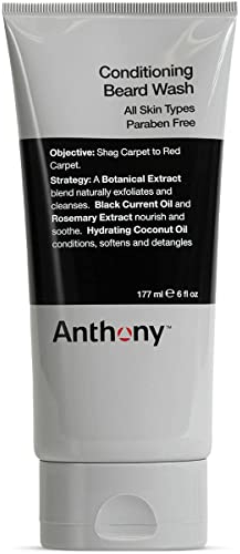 Anthony Conditioning Bartwäsche – enthält botanische und Rosmarin-Extrakte, schwarze Johannisbeere und Kokosöle – reinigt, hydratisiert, weich und entwirrt Barthaar – 177 ml