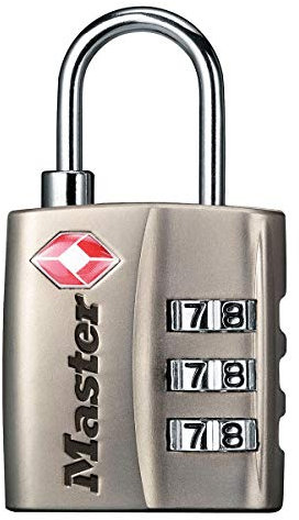 Master Lock 4680EURDNKL Candado para Equipaje Aprobado por la TSA con Combinación, Níquel, 5.5 x 3 x 2.6 cm