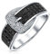 Bling Jewelry Trendige Mode Pflaster Zirkonia Schwarzer CZ Statement Gürtelschnalle Band Ring für Damen .925 Sterlingsilber