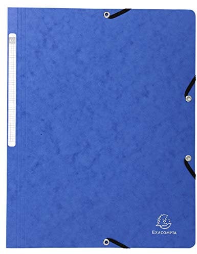 Exacompta - Réf. 5512E - Carton de 25 chemises à élastiques sans rabat - pochettes en carte lustrée 400 g/m2 - dimensions 24 x 32 cm pour documents au format A4 - couleur bleu