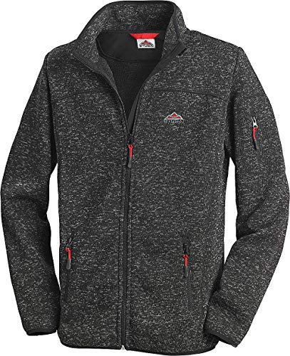 Stubai - Strick Fleecejacke Herren/Strickjacke mit Fleece Innenseite für Outdooraktivität, Strick Fleece Jacke mit Stehkragen und Reißverschluss ,Anthrazit-melè,XL