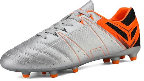 DREAM PAIRS Men's 160471-M Cleats Football Boots Soccer Shoes,Size 7,Silver/Orange/Black-QH,160471-M