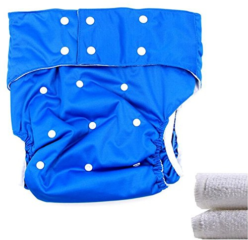 LukLoy – Stoffwindeln für Jugendliche/Erwachsene, mit 2 Inkontinenzeinlagen – doppelte Öffnung, waschbar, verstellbar, wiederverwendbar, auslaufsicher, Dunkelblau