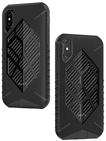 Moshi 99MO086041 Talos für iPhone X - Ultra Fallschutz - Handyhülle mit Karbonstruktur, GripTrak-Technologie. - Stealth Schwarz