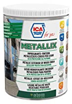Ica For You IMV04 - Metallix Impregnante Finitura Metallizzato Ceroso All'Acqua per Legno, Max Resistenza Contro i Raggi UV, per Esterni o Interni, Bianco Alluminio, 2.5 L - IMV04-0250