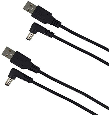 DZYDZR 2 Stück 5V USB auf DC 5V Power Kabel – USB A 2,1mm/5,5mm L-Typ-Jack Adapterkabel 1m / 3ft Schwarz
