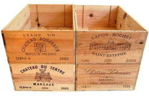 Pack of 4 - RECLAIMED 12 BOTTLE SIZE FRENCH WOODEN WINE CRATE BOX/HAMPER STORAGE