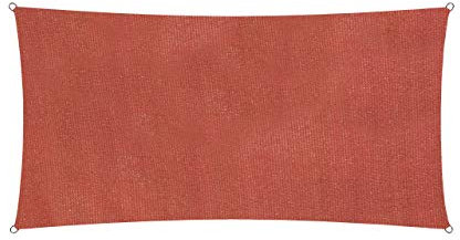 Lumaland Voile d´ombrage retangulaire avec Cordes de Support - 2 x 4 m - 100% HDPE - Terracotte