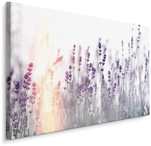 Muralo Wandbilder Blumen 30 x 20cm Bild auf Leinwand Wandbild Kunstdruck Lavendel Leinwandbilder Schlafzimmer Wohnzimmer Wanddekoration Design Wand Bild Natur Landschaft