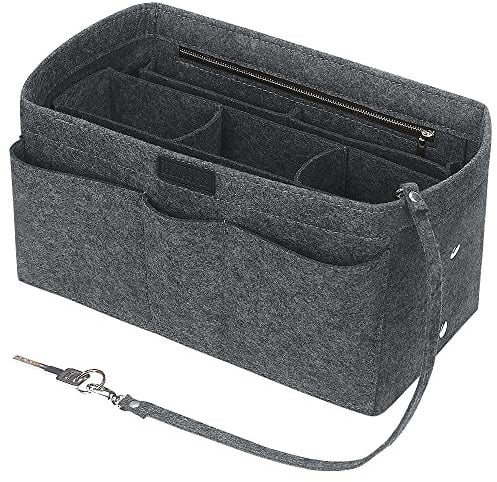 Betoores Handtaschen Organizer Taschenorganizer mit Fächer Geldbeutel-Einsatz Bag in Bag Handtaschenordner,Mittelgrau - L
