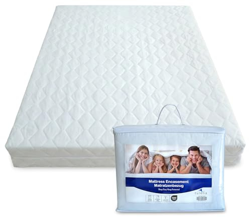 TULENA Matratzenbezug 120x200 cm, mit Reißverschluss, gesteppt, 26–28 cm | Ersatzbezug aus angenehm weicher, gesteppter Mikrofaser, abnehmbar, nicht wasserdicht und bei 60 °C waschbar.
