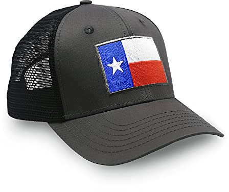 International Tie Premium Texas Flag Hüte - Snapback Trucker Baseball Hat, Schwarz, Large