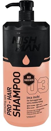 NISHMAN Pro-Hair Shampoo – Inca Inchi 1250ml – Ohne Sulfate – Salzfrei – Ohne Parabene & Silikone – Fördert die Kopfhautgesundheit, Verleiht Glanz & Geschmeidigkeit