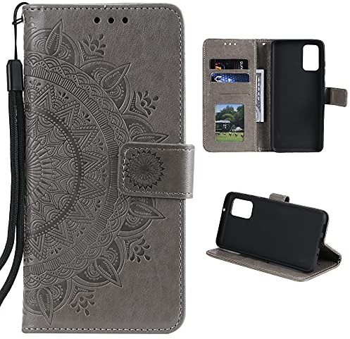 CoverKingz Handytasche kompatibel mit Samsung Galaxy A72 - Handy Case mit Kartenfach Handyhülle - Flipcase klappbar Motiv Mandala Grau