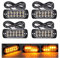 RIGIDON 4 Pcs 12 LED orange feu de freinage stroboscopique, 12V 24V Barre lumineuse led pour offroad véhicule voitureutilitaire, bateau, remorque, caravane, 3000K Balise clignotante de sécurité