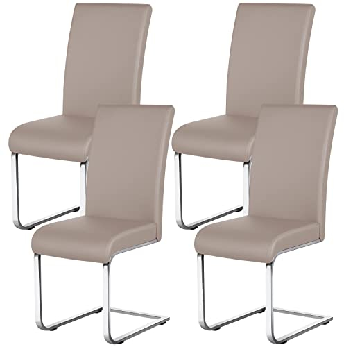 Yaheetech Esszimmerstühle 4er Set Freischwinger, Wohnzimmerstuhl Schwingstühle Esszimmerstuhl, Gestell aus Metall, 135 kg belastbar