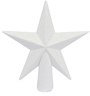 YYCRAFT Weihnachtsbaumspitze mit Glitzerstern, 15,2 cm, Weiß