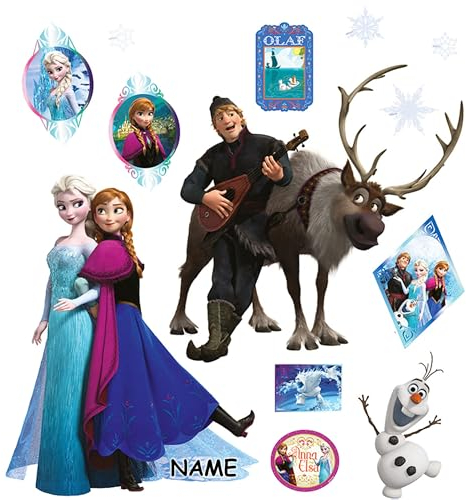 alles-meine.de GmbH 13 TLG. Set Wandtattoo/Sticker die Eiskönigin - Frozen - incl. Name - Wandsticker - Aufkleber für Kinderzimmer - selbstklebend + wiederverwendbar - ..