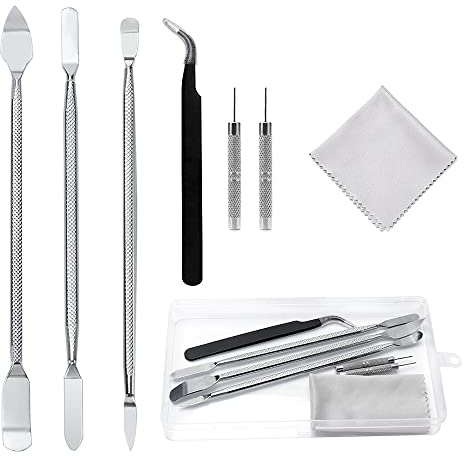 YIXISI 7 Piezas Kit Herramientas de Reparación/Apertura, Herramientas de Desmontaje de Apertura de Spudger, para iPhone/Smartphones/Tablet Retina, con 2 Pines de Tarjeta SIM y 1 Paño de Limpieza