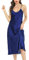 Lovasy Nuisette Femme Satin Chemise de Nuit Kimono Peignoir Nuisett Longue Fond Robe Femmes Vêtements Pyjama Chic,Bleu foncé S
