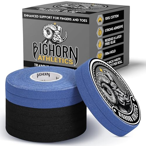 Bighorn Athletics Jiu-Jitsu & Judo Fingerband, 0,3 Zoll x 13,7 m, 8 Rollen (Schwarz und Blau)