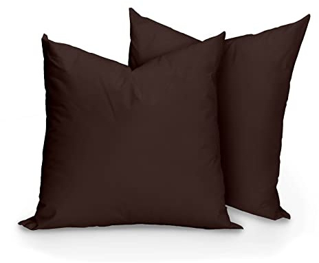Hans-Textil-Shop 2er Set Kissenbezug Braun 40x40 cm Baumwolle Linon – Uni Kissenhülle mit hochwertigem Reißverschluss, handgefertigt in Europa, schadstoffgeprüft